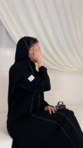 عباية كريب إنترنت كوري أسود