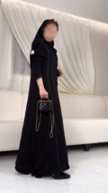 عباية كريب إنترنت كوري أسود