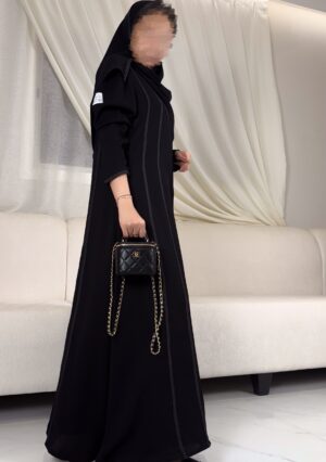 عباية كريب إنترنت كوري أسود