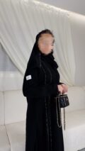 عباية كريب إنترنت كوري أسود