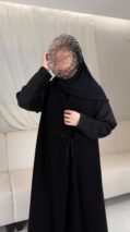 عباية كريب ملكي كوري وشامواه أسود